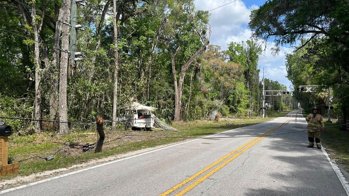 1 hospitalized, power lines down after single-vehicle crash: HCFR