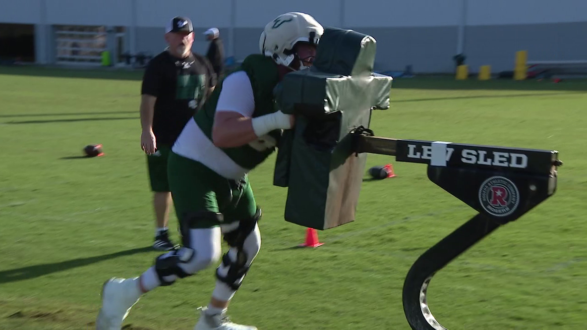 USF offensive lineman Thomas Shrader is grateful for seventh year of college football