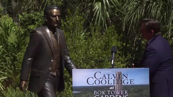 Florida leaders honor President Calvin Coolidge with new statue at Bok Tower Gardens in Lake Wales