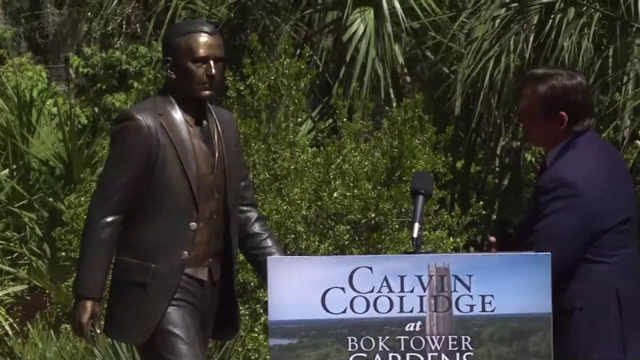 Florida leaders honor President Calvin Coolidge with new statue at Bok Tower Gardens in Lake Wales