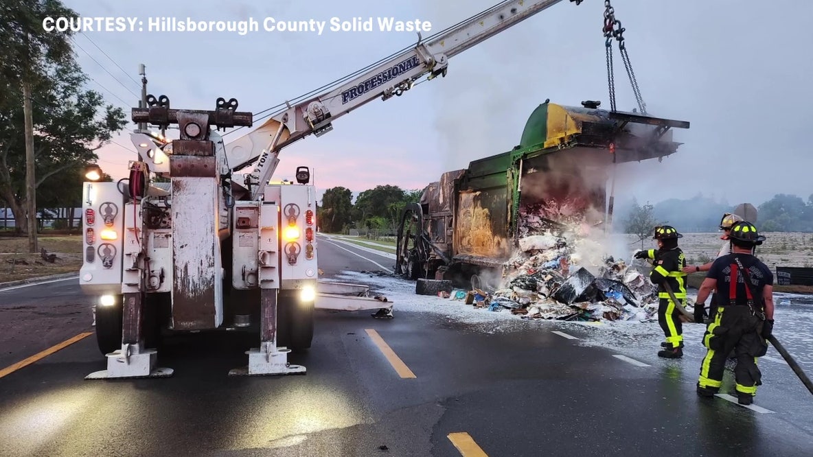 Hillsborough County warns of rising garbage truck fires linked to improper disposal of lithium-ion batteries