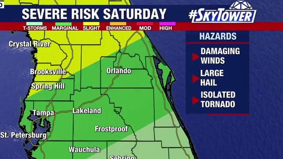 Tornado watch issued for several Florida counties Saturday