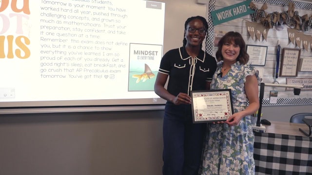 FOX 13 Teacher Tribute: College freshman flies home to surprise former instructor in Palm Harbor