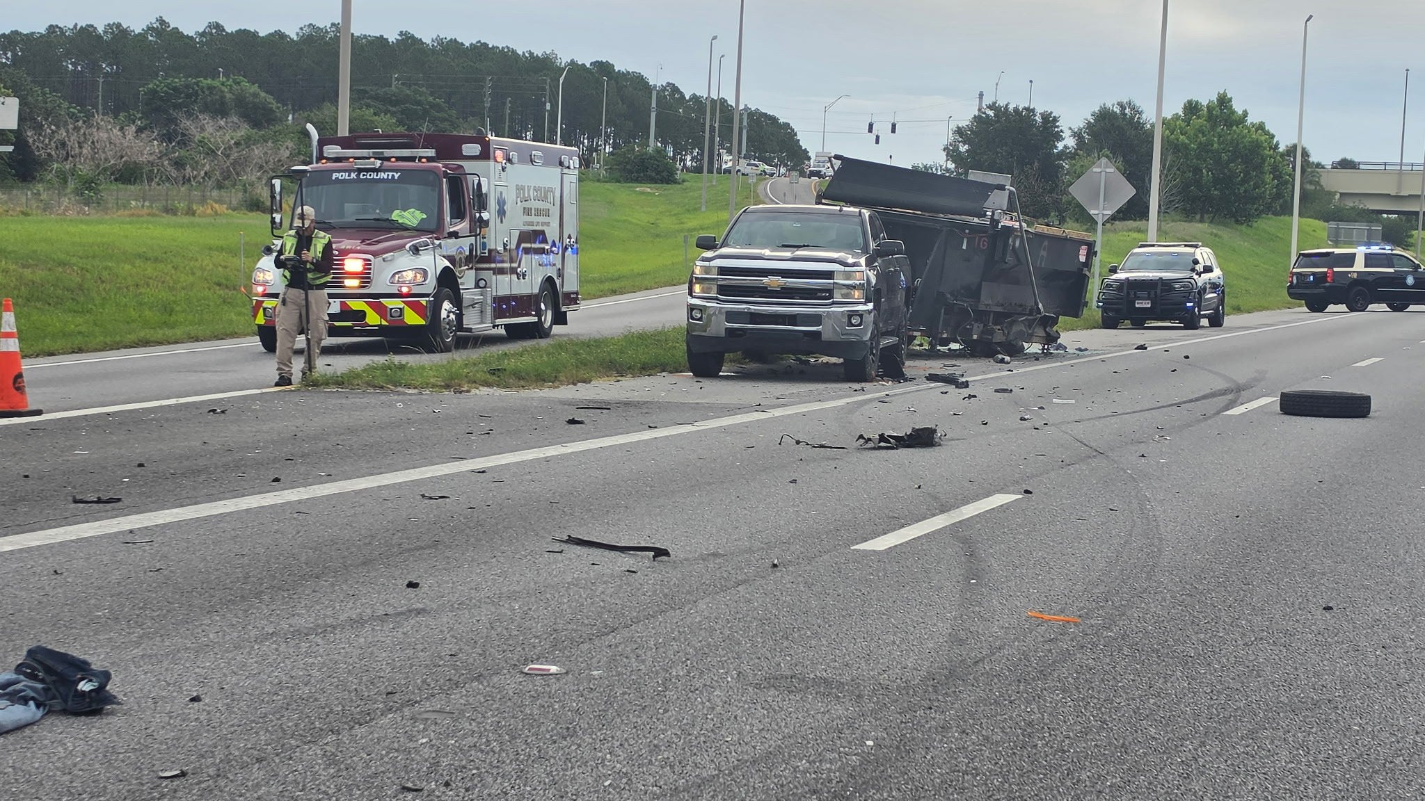Florida man dies after being struck by vehicle while standing outside truck on shoulder of I-4: FHP