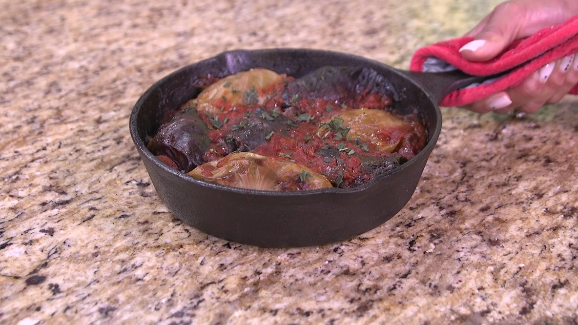 Italian Stuffed Cast Iron Cabbage