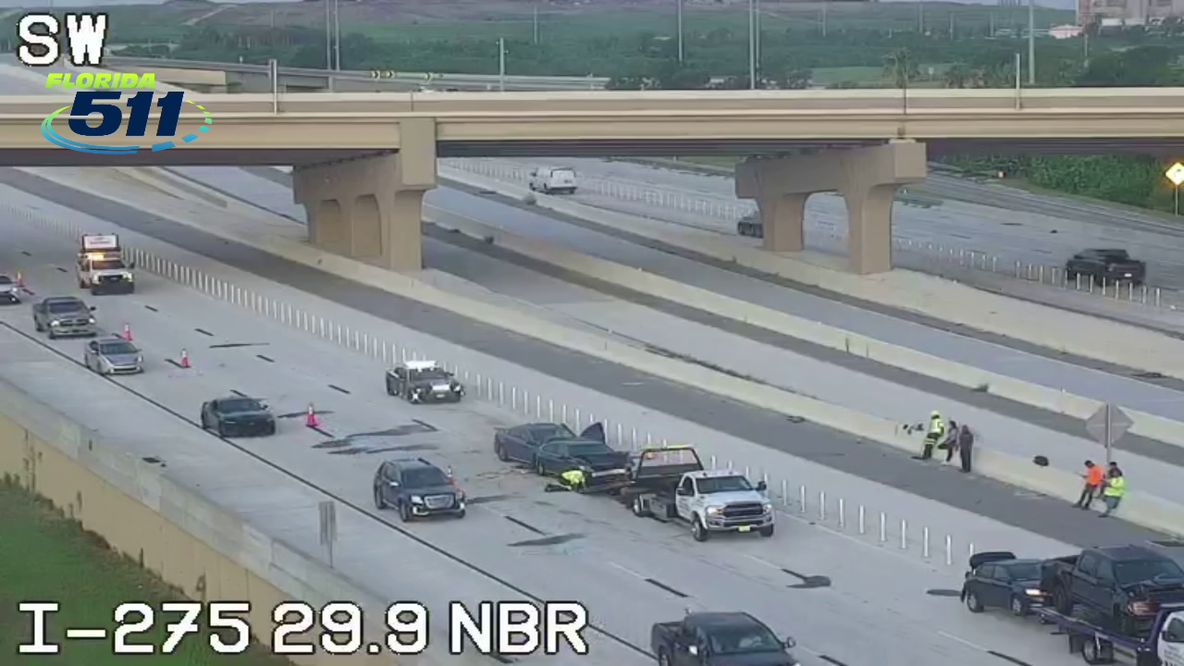 Crash blocks lanes entering Howard Frankland Bridge on I-275 in St. Pete: FHP