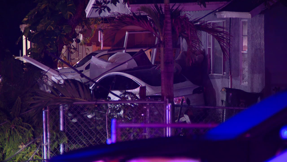 Tesla crashes into porch of North Tampa home; TECO responds to downed power line: Police