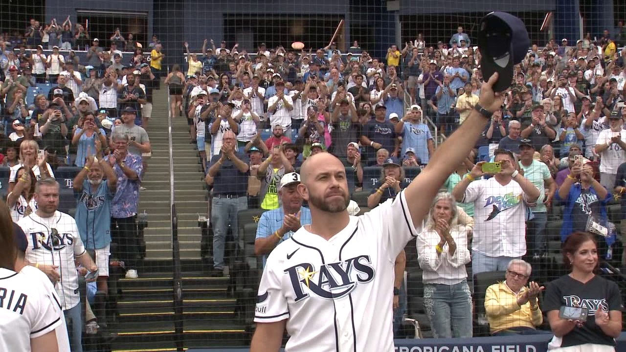Tampa Bay Rays retire Evan Longoria's No. 3 jersey