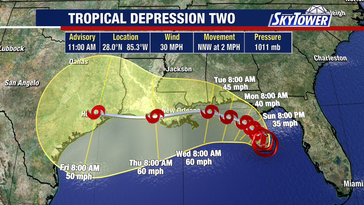 Tropical Depression Two forms in Gulf, Tropical Storm Watch issued for portions of Florida Panhandle