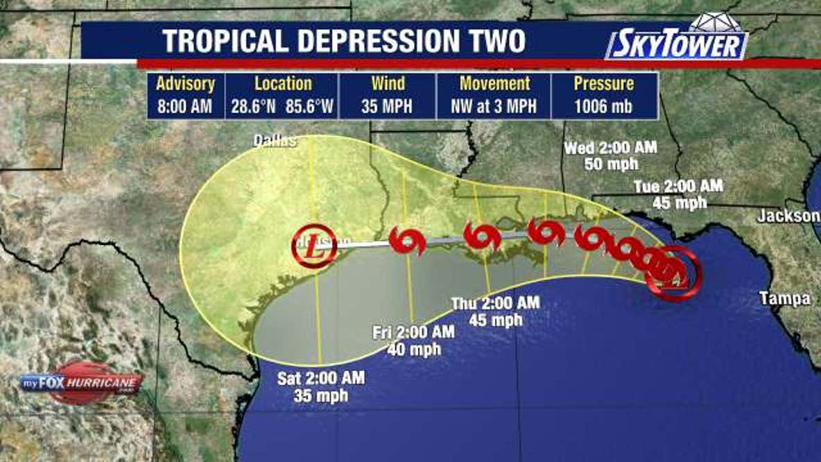 Tropical Depression Two expected to become tropical storm Monday