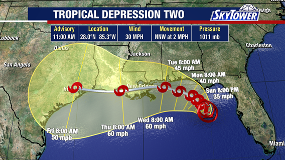 Tropical Depression Two forms in Gulf, Tropical Storm Watch issued for portions of Florida Panhandle