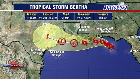 Tropical Storm Bertha strengthens, Gulf Coast flood risk grows