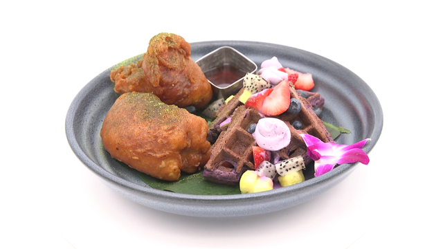 Ube Waffles And Crispy Japanese Fried Chicken