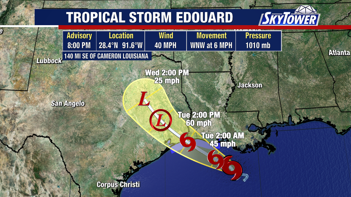 NHC: Tropical Storm Edouard forms in Gulf; Dolly remnants to increase Florida rain chances