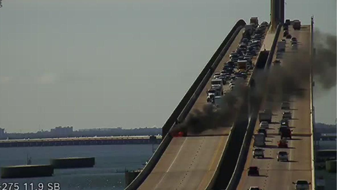 Van fire closes all northbound Sunshine Skyway Bridge lanes: FHP