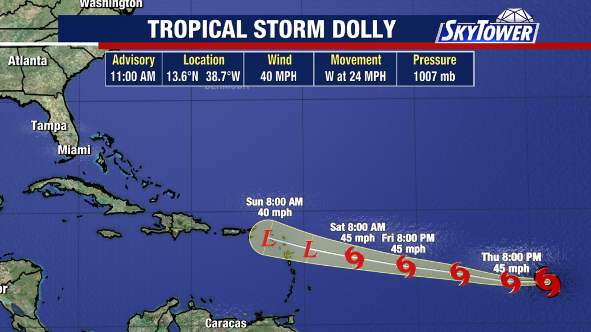 Tropical Storm Dolly forms in the Atlantic, 4th storm of the season