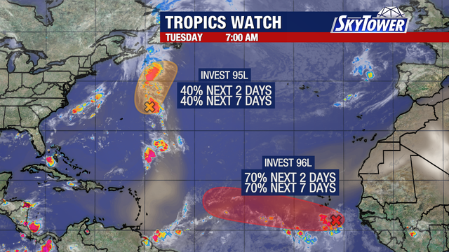 Tropical system off Africa tracks west toward islands with 70% formation chance