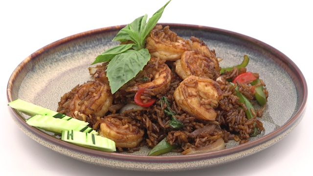 Thai Takeout At Home: Spicy Basil Fried Rice with Shrimp, Thai Steak Salad