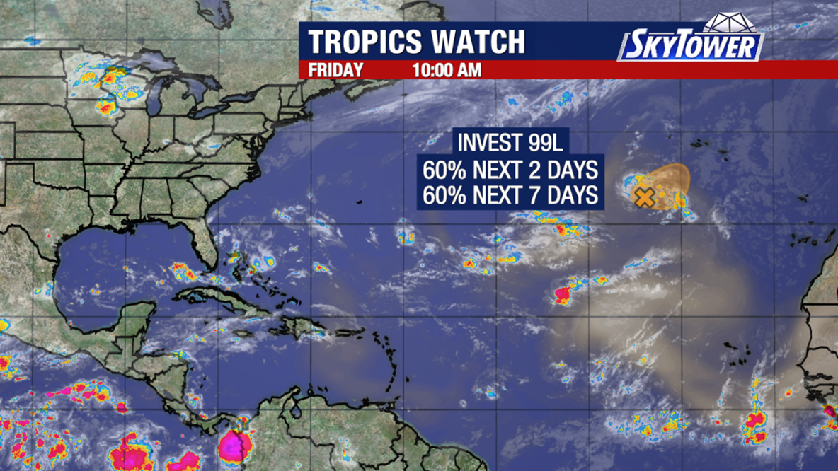 Invest 99L gains strength in open Atlantic