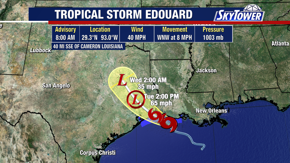 Tropical Storm Edouard nears Texas with hurricane watches in effect