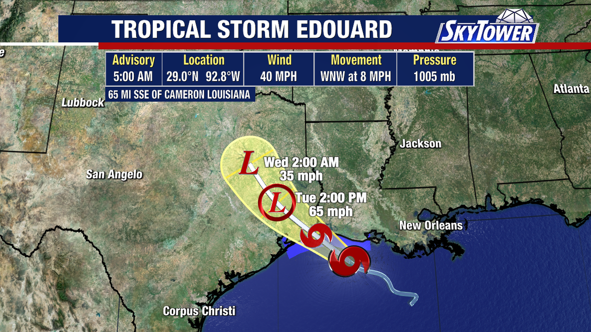 Tropical Storm Edouard nears Texas with hurricane watches in effect