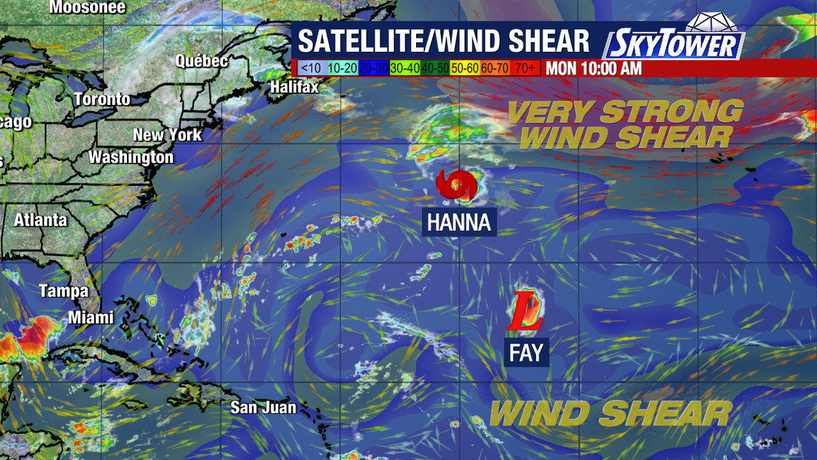 Tropical Storm Hanna forms in Atlantic as Tropical Depression Fay on track to dissipate