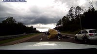 Watch: Boat gets knocked off trailer after crash on I-75 in Pasco County
