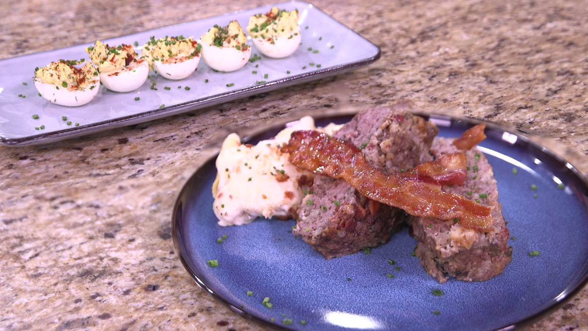 Gluten-Free Bacon-Forward Feast: Meatloaf, Mac & Cheese, & Deviled Eggs