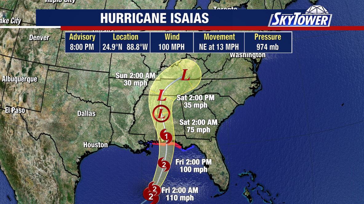 Hurricane Isaias forms in Gulf, strengthens to Category 2