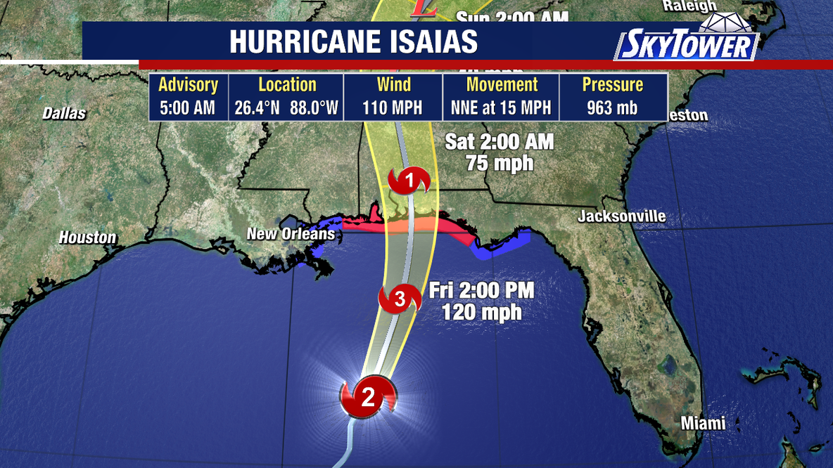 Hurricane Isaias rapid strengthening threatens northern Gulf coast