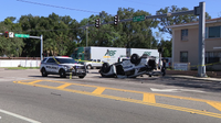 HART bus driver cited after Tampa police cruiser flips over in crash: TPD