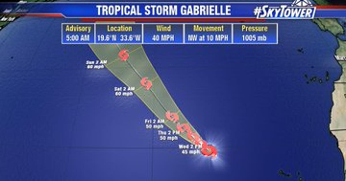 Tropical Storm Gabrielle forms; projected track keeps it in Atlantic ...