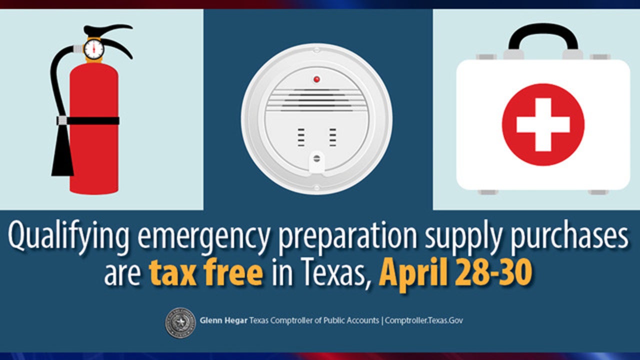 Certain emergency preparation supplies tax free April 2830