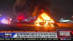 1 dead in fiery crash on North Freeway