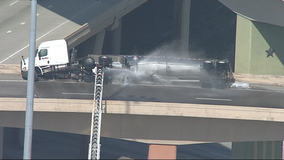 Overturned tanker shuts down Dallas High Five for most of morning