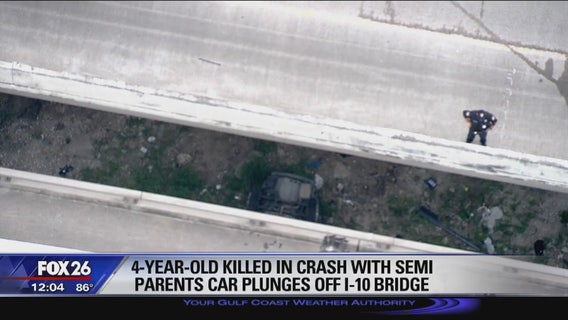 4-year-old killed in crash when car plunges off East Freeway bridge