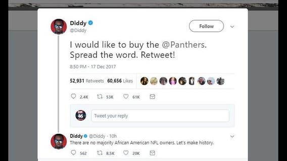 Diddy wants to buy Carolina Panthers and sign Colin Kaepernick