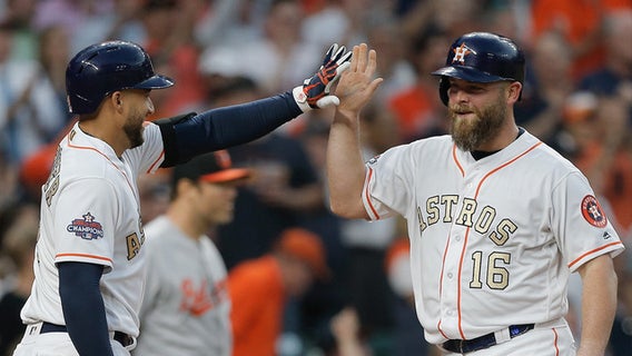 Houston Astros beat Baltimore Orioles 6-1 in home opener