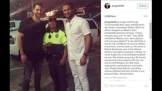 Texas Rangers star remembers fallen officer