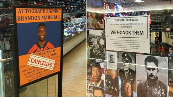 Store owner cancels NFL autograph signing after national anthem protest