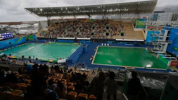 Rio Olympics will drain green water from one pool and refill for synchronized swimming; diving pool
