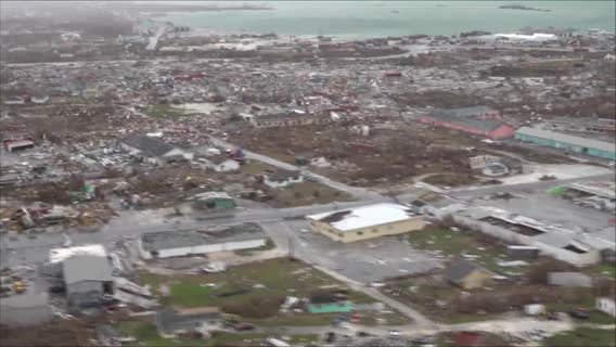Abaco from the air, cleanup resumes in Bahamas as Humberto swirls away