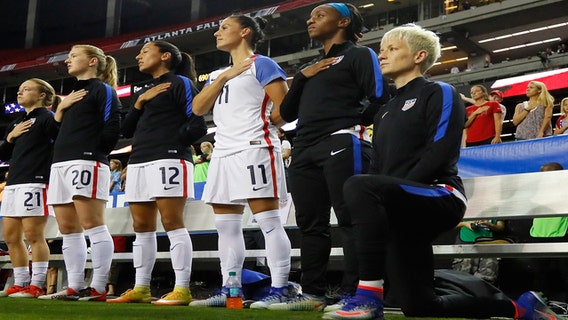US soccer star Megan Rapinoe says she will 'probably never sing the national anthem again'