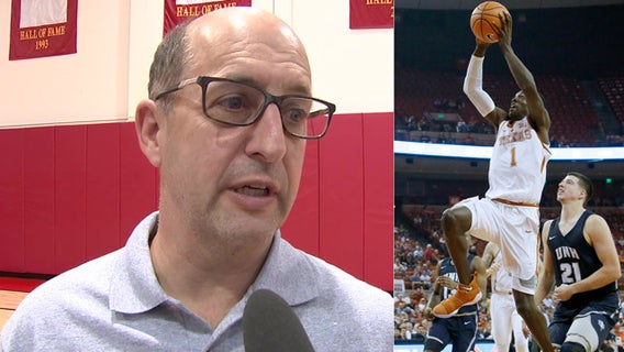 Jeff Van Gundy visits with Texas guard Andrew Jones at MD Anderson Cancer Center