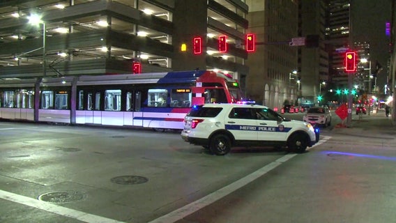 Light rail train damaged after struck by pickup truck