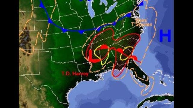 Kentucky, Tennessee under flood threat as Harvey moves inland