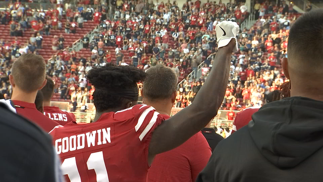 Trump says football no place for protests after NFL players demonstrate during anthem