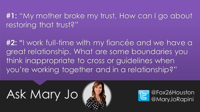 Restoring trust, working with fiancee