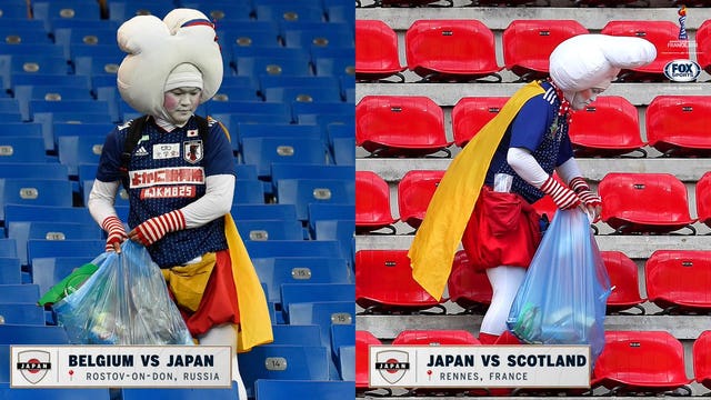 Japan fans again seen meticulously cleaning trash after Women's World Cup game