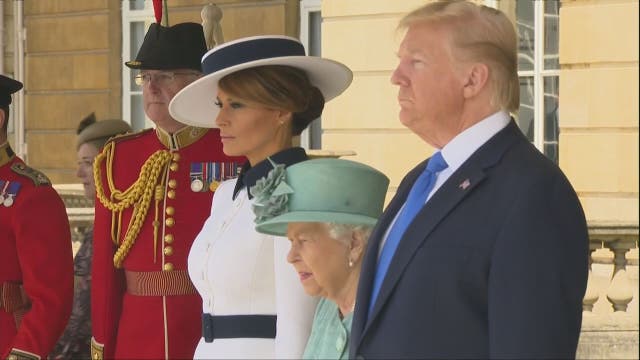 Trump meets queen at Buckingham Palace, escalates feud with London mayor